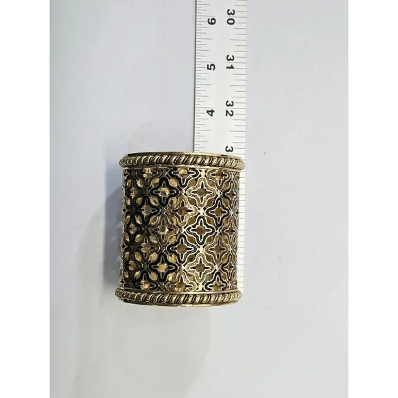 SET 3 St. John Home Enamel Open Design Gold Tone Candle Votives Holders Designer